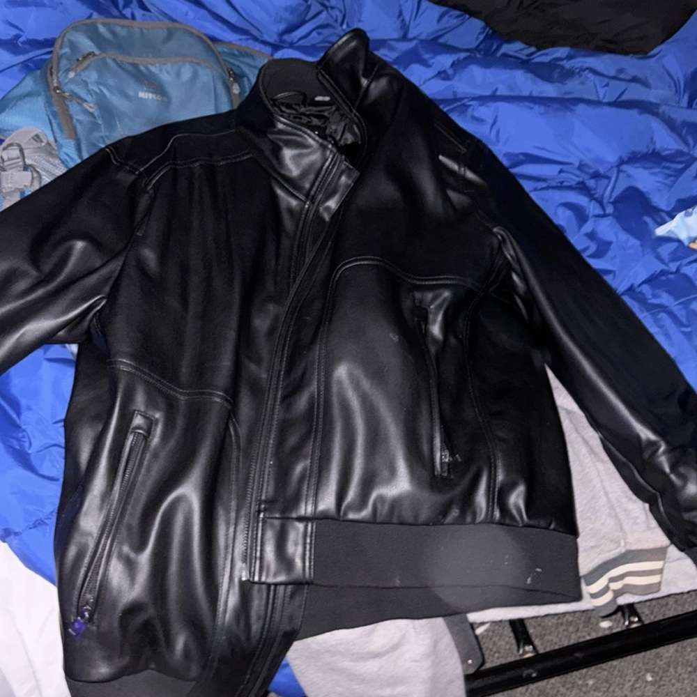 Black leather coat Calvin Klein